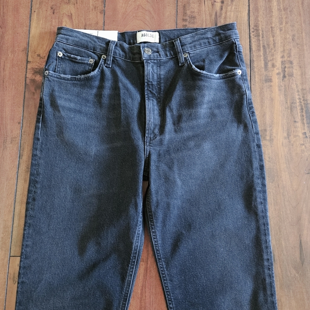 Agolde Wilder Mid Rise Comfort Straight Leg Organic Jean Panoramic Black Size 30 - Picture 11 of 16